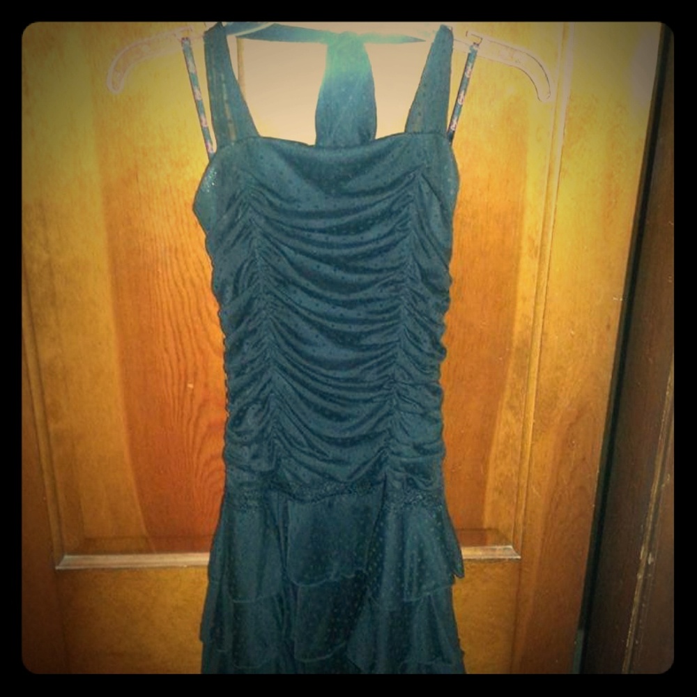 Black Polka Dot Halter Party Dress